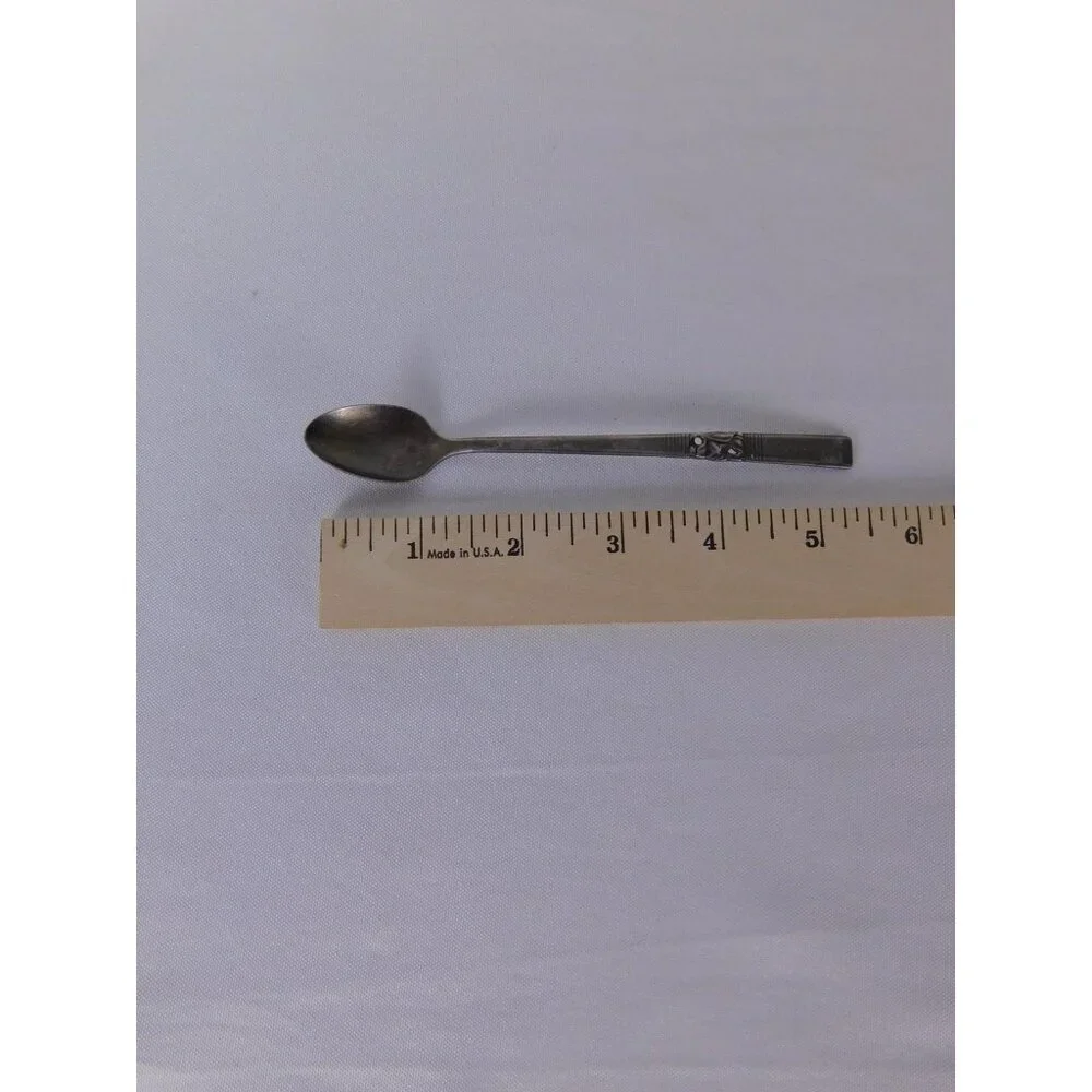 Vintage Floral Handle Teaspoon Silver Metal Traditional Flatware Single Spoon